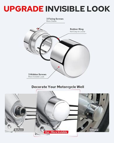 Benlari Upgraded Front Axle Nut Covers, CNC Stealthy Chrome Axle Nut Caps Compatible with Harley Touring Sportster Trike Dyna Heritage Softail Street Glide Road King Road Glide 2002-2023 in Kuwait