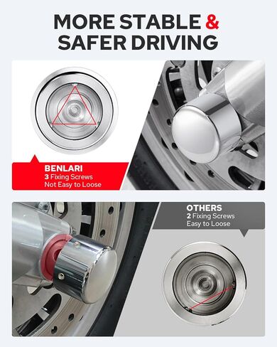 Benlari Upgraded Front Axle Nut Covers, CNC Stealthy Chrome Axle Nut Caps Compatible with Harley Touring Sportster Trike Dyna Heritage Softail Street Glide Road King Road Glide 2002-2023 in Kuwait