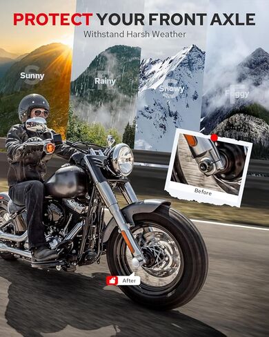 Benlari Upgraded Front Axle Nut Covers, CNC Stealthy Chrome Axle Nut Caps Compatible with Harley Touring Sportster Trike Dyna Heritage Softail Street Glide Road King Road Glide 2002-2023 in Kuwait