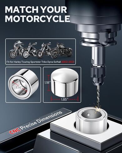 Benlari Upgraded Front Axle Nut Covers, CNC Stealthy Chrome Axle Nut Caps Compatible with Harley Touring Sportster Trike Dyna Heritage Softail Street Glide Road King Road Glide 2002-2023 in Kuwait