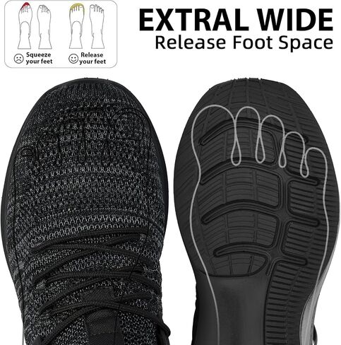 Mens Wide Running Shoes Walking Tennis Shoes Cushioning Wide Sneakers Slip On Sports Work Gym Outdoor Running Sneakers Comfort Lightweight in Kuwait