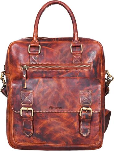VALENCHI Leather Messenger Bag For Men - Laptop Messenger Briefcase & Shoulder Bag-Office, Work, Travel in Kuwait