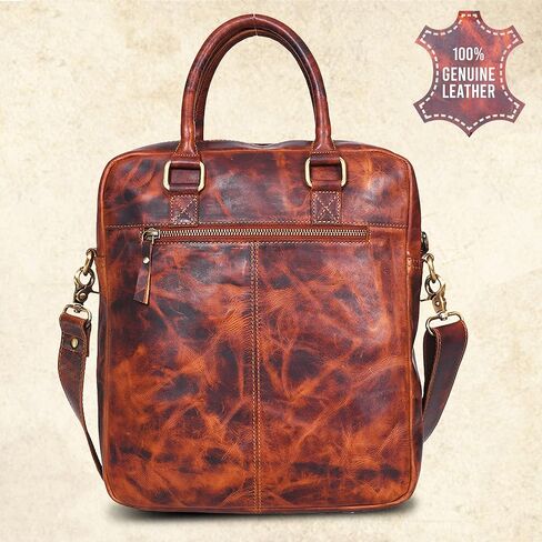 VALENCHI Leather Messenger Bag For Men - Laptop Messenger Briefcase & Shoulder Bag-Office, Work, Travel in Kuwait