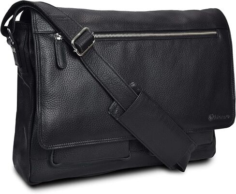 VALENCHI Leather Messenger Bag For Men - Laptop Messenger Briefcase & Shoulder Bag-Office, Work, Travel in Kuwait