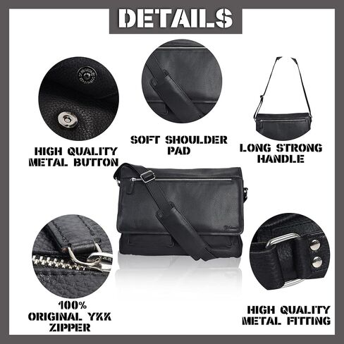 VALENCHI Leather Messenger Bag For Men - Laptop Messenger Briefcase & Shoulder Bag-Office, Work, Travel in Kuwait