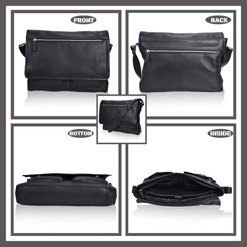 VALENCHI Leather Messenger Bag For Men - Laptop Messenger Briefcase & Shoulder Bag-Office, Work, Travel in Kuwait