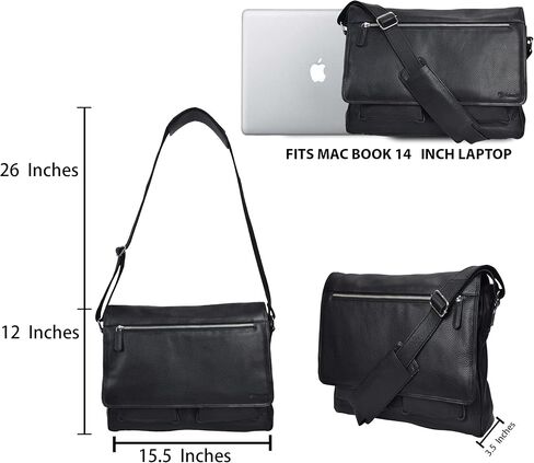 VALENCHI Leather Messenger Bag For Men - Laptop Messenger Briefcase & Shoulder Bag-Office, Work, Travel in Kuwait