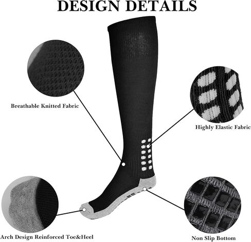 Linkidea Kids Soccer Grip Socks (2 Pairs), Anti Slip Soccer Socks for Kids Age 6-9, Soccer Non Slip Socks with Grip Pads in Saudi Arabia