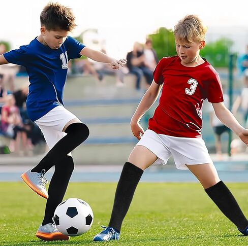 Linkidea Kids Soccer Grip Socks (2 Pairs), Anti Slip Soccer Socks for Kids Age 6-9, Soccer Non Slip Socks with Grip Pads in Saudi Arabia