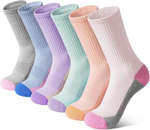 BOOPH 6 Pairs Kids Crew Socks Boys Girls Athletic Cushioned Hiking Socks Warm Soft Running Socks in Saudi Arabia