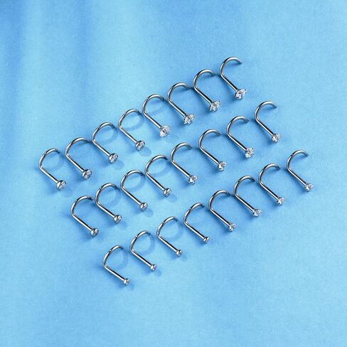 8PCS G23 Titanium Twist Screw Nose Studs 18G 20G Nose Rings 2mm 2.5mm 3mm Clear Pink Purple Aurora CZ Gold Nose Piercing Studs Nostril for Women Men in Saudi Arabia
