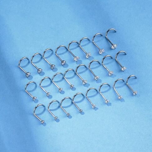 8PCS G23 Titanium Twist Screw Nose Studs 18G 20G Nose Rings 2mm 2.5mm 3mm Clear Pink Purple Aurora CZ Gold Nose Piercing Studs Nostril for Women Men in Saudi Arabia