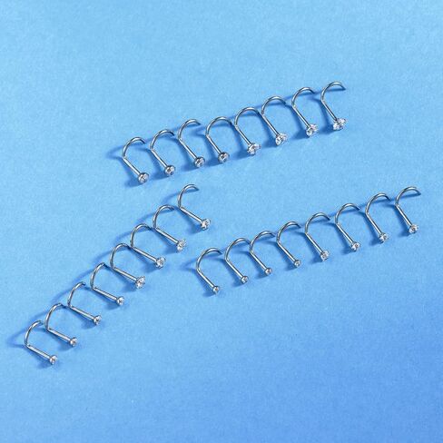 8PCS G23 Titanium Twist Screw Nose Studs 18G 20G Nose Rings 2mm 2.5mm 3mm Clear Pink Purple Aurora CZ Gold Nose Piercing Studs Nostril for Women Men in Saudi Arabia