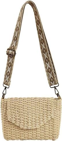 Summer Straw Shoulder Bag Straw Small Clutch Crossbody Bags for Women Boho Purse Handmade Envelope in Saudi Arabia