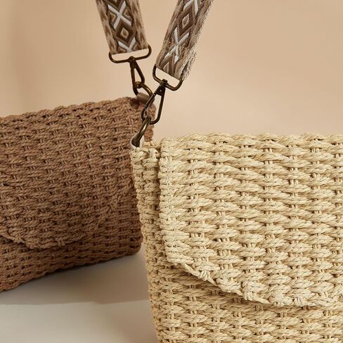 Summer Straw Shoulder Bag Straw Small Clutch Crossbody Bags for Women Boho Purse Handmade Envelope in Saudi Arabia