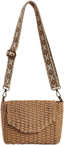 Summer Straw Shoulder Bag Straw Small Clutch Crossbody Bags for Women Boho Purse Handmade Envelope in Saudi Arabia