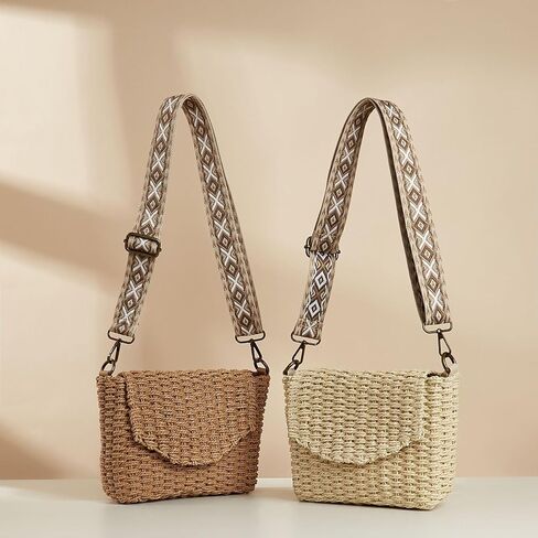 Summer Straw Shoulder Bag Straw Small Clutch Crossbody Bags for Women Boho Purse Handmade Envelope in Saudi Arabia