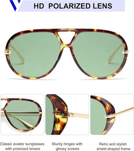 VANLINKER Trendy Polarized Aviator Sunglasses for Women Men Retro Oversized Round Sunglasses Vintage Shield Shades VL9798 in Saudi Arabia