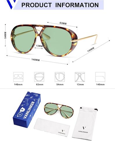 VANLINKER Trendy Polarized Aviator Sunglasses for Women Men Retro Oversized Round Sunglasses Vintage Shield Shades VL9798 in Saudi Arabia