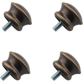 4PCS Brown Curtain Rod Screw End Caps 5/8 Inch Finial Mushroom shaped Rod Roman Rod Small Decorative Head Double Rod with Large Head Suitable for Kitchen Living Room Bedroom Bathroom