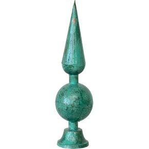Creative Co-Op Enameled Metal Finial, Antique Green