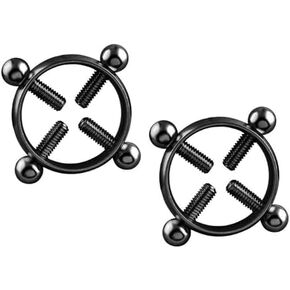 Fake Nipple Rings for Women Stainless Steel Adjustable Nipple Rings Shield Barbell Ring Bar Body Jewelry for Women (Rose Style)