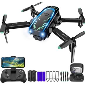 Mini Drone with Camera, Drones for Kids Adults, Boys Gifts, 1080P HD Foldable Drone with Gravity Control, Gestures Selfie, Altitude Hold, One Key Start, 3D Flips, 2 Batteries, Toy for Boys Girls