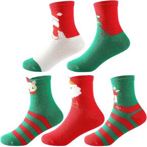 Christmas Socks for Boys Girls in Bulk 5 Pairs Xmas Socks for Unisex Toddler Baby Kids Holiday Festival Socks