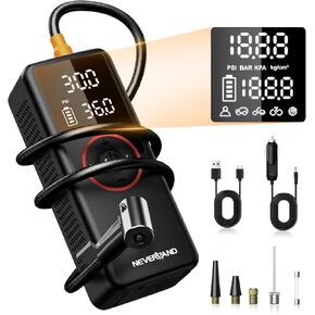 NEVERLAND 25000mAh Tire Inflator Portable Air Compressor, Air Pump 150PSI for Car Motorcycle Bicycle Phone Charging