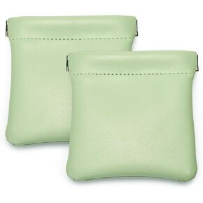 2-Pack Jewelry Pouches Green PU Leather Jewelry Pouch for Ring Earrings Necklace