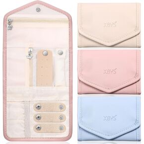 3 Pack Travel Jewelry Organizer Pouch Foldable Jewelry Roll Portable Travel Jewelry Case for Necklaces, Rings, Bracelets, 3 Colors