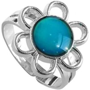 COLORFUL BLING Mood Ring Color Changing Noctilucent Open Rings Heart Shape Star Butterfly Moon Charms Adjustable Jewelry Glow in The Dark (H sunflower)