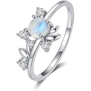 Moonstone Ring Sterling Silver Moonstone Ring for Women Leaf Branch Vine Rings Simple Moonstone Jewelry Gift for Woman Teen Girls