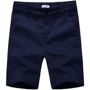 Boys Shorts - Flat Front Shorts with Adjustable Waist,Chino Shorts for Boys 5-14 Years,6 Colors to Choose