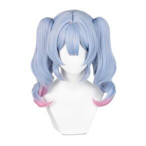 Little Devil Cosplay Wigs Double Ponytail Hair 57cm Long Blue Gradient Curly Cosplay Wig Synthetic Hair Wig for Halloween