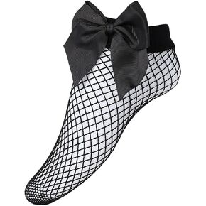 Littleforbig Women's Bow Fishnet Mesh Net Ankle Socks