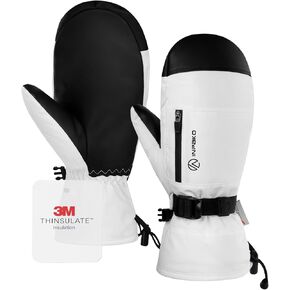 Winter Ski Mittens Men Women, 3M Thinsulate Waterproof Mittens with Inside Glove Liners, Touchscreen Snowboarding Gloves, 5-Layer Thermal Warm Cold Weather Snow Gloves for Skiing, Snowboard