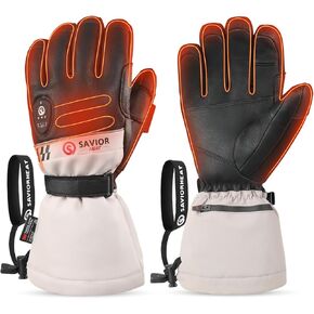 SAVIOR HEAT Heated Skiing Gloves for Men Women, Electric Ski Glove Rechargeable Battery Heated Hand for Motorcycle Skiing
