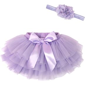 Yxiang Layered Ballet Tulle Tutu Black Skirt for Baby Girls Dress Up with Flower Headband (Black 1-3 Years)