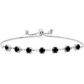 Gem Stone King 925 Sterling Silver Black Diamond Infinity Tennis Bracelet For Women (2.59 Cttw, Gemstone April Birthstone, Round 4.5MM, Fully Adjustable Up to 9 Inch)