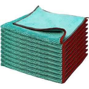Microfiber Towels for Car 5 Pack, Absorbent Car Drying Towels, Lint Free Scratch, Free Cleaning Cloth for Kitchen and Window, 16 inch x 16 inch, Green
