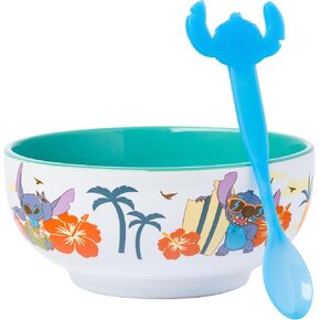 Silver Buffalo Disney Nightmare Before Christmas Boxed Ceramic Bowl with Color Changing Spoon Featuring Jack Skellington, Oogie Boogie, Sally, Dr. Finkelstein, Lock, Barrel, and Zero, 28 Ounces