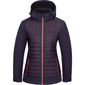 Little Donkey Andy Women's Lightweight Insulated Hybrid Jacket for Hiking Running Ski Thermal Warm with Removable Hood