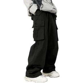 Verdusa Boy's Loose Cargo Pants Elastic Waist Pocketed Trousers