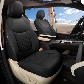 GIANT PANDA Custom Fit Sienna Car Seat Covers for Select Toyota Sienna LE, XLE 8 Passenger 2021 2022 2023 2024,Three Rows,Leather,(Full Set,Black)