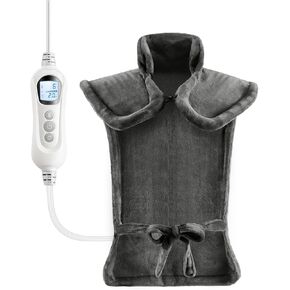 Heating Pad for Neck, Christmas Gifts for Women, Deeper Pain Relief and Fast Heating Wrap Heating Pads for Shoulders and Back, Birthday Gifts for Mom Men Dad Wife, ETL Certified, Gray