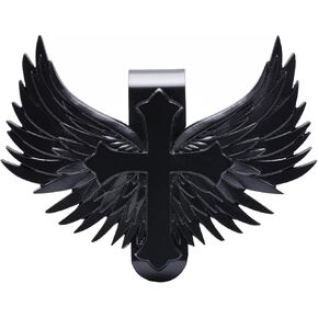 Guardian Angel Visor Clip - Guardian Angel Visor Clips for Cars,Stainless Steel Wings Cross Sunshade Clip Driver Gift (Black) (Black+Sliver)