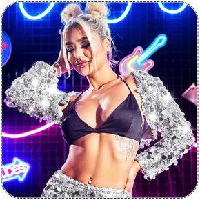 سترة بوليرو نسائية مزينة بالترتر من GORAIS سترة رسمية لامعة بأكمام طويلة مفتوحة من الأمام لفساتين السهرة in Kuwait