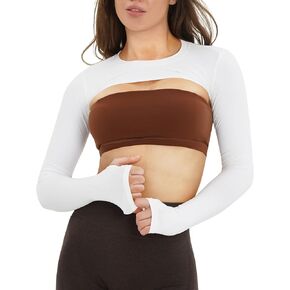 NVS Women Long Sleeve Bolero Open Front Workout Cropped Shirts Yoga Sports Shrug