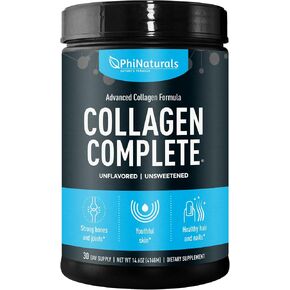 Collagen Complete AntiAging Protein Blend – 8 Collagen Boosters plus Hydrolyzed Peptides Powder Supplement [Citrus] – Anti-Aging Booster for Skin, Hair, Nails, Bones & Joints with Hyaluronic Acid